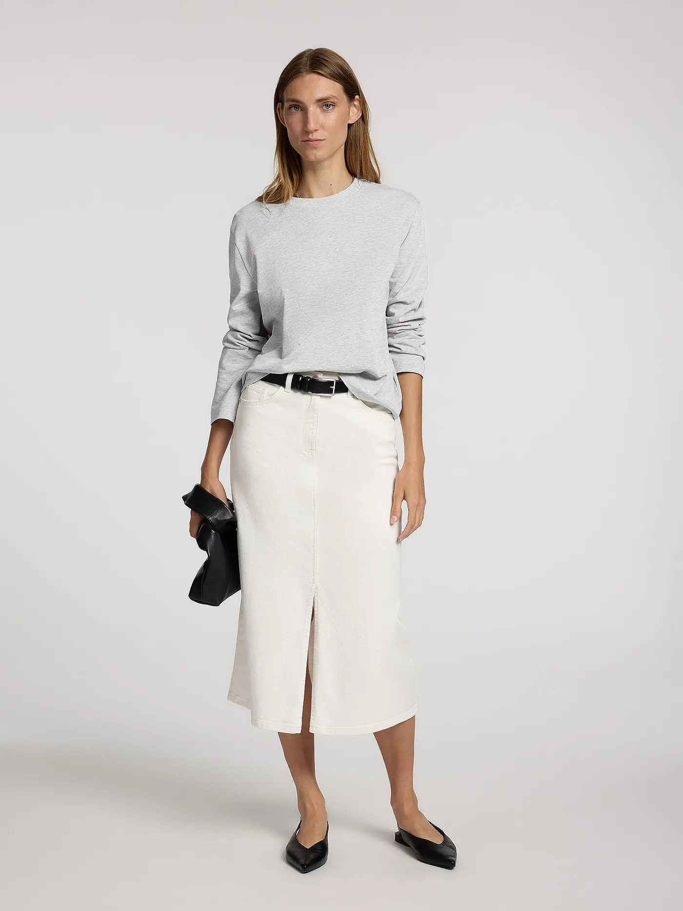 SELECTED FEMME | Langarmshirt SLFESSENTIAL | hellgrau